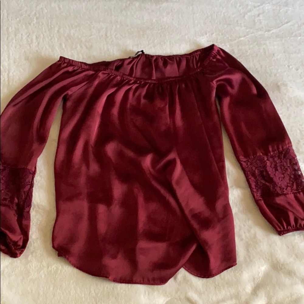 Maroon off the shoulder long sleeve